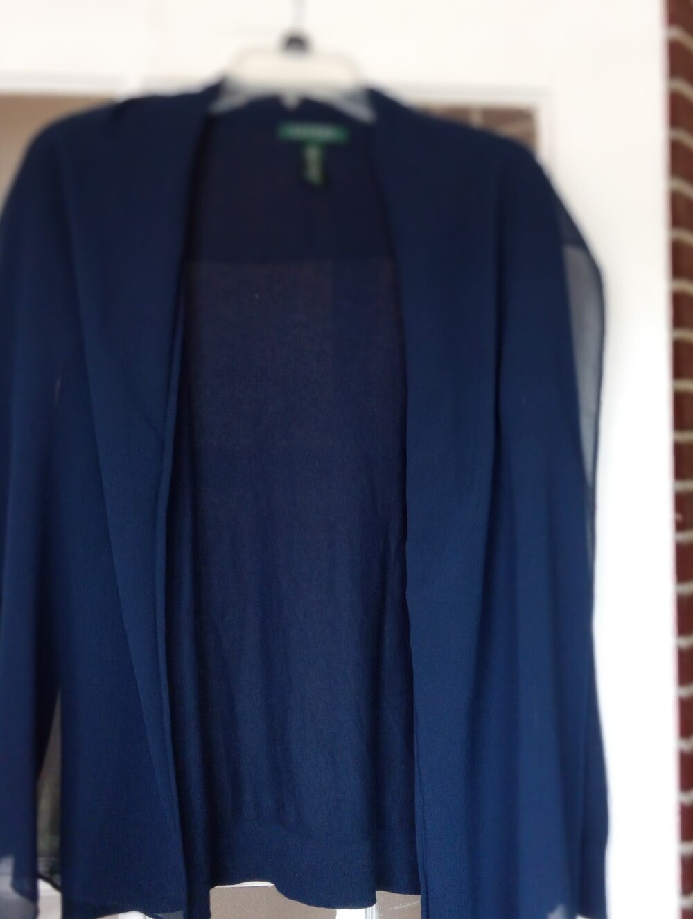 Lauren Ralph Lauren Navy Chiffon Sleeve Cardigan S
